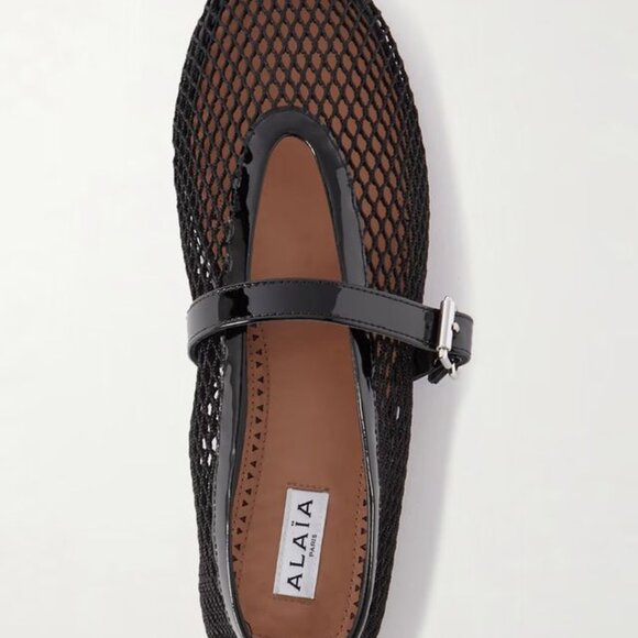 Patent leather-trimmed mesh ballet flats - Picture 8 of 8